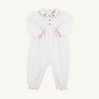 L/S Britt Romper - Holly (Worth Ave White/Richmond Red)