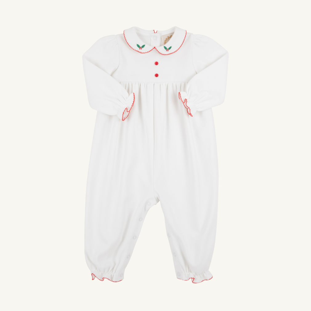 L/S Britt Romper - Holly (Worth Ave White/Richmond Red)