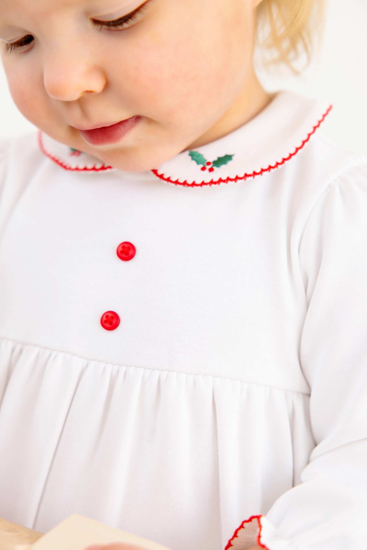 L/S Britt Romper - Holly (Worth Ave White/Richmond Red)