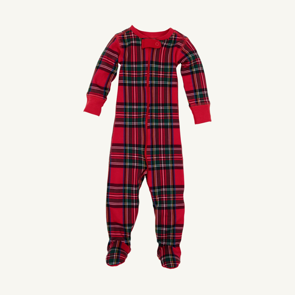 Knox's Night Night Footie - Society Prep Plaid/ Richmond Red