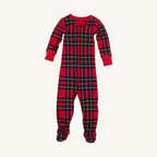 Knox's Night Night Footie - Society Prep Plaid/ Richmond Red
