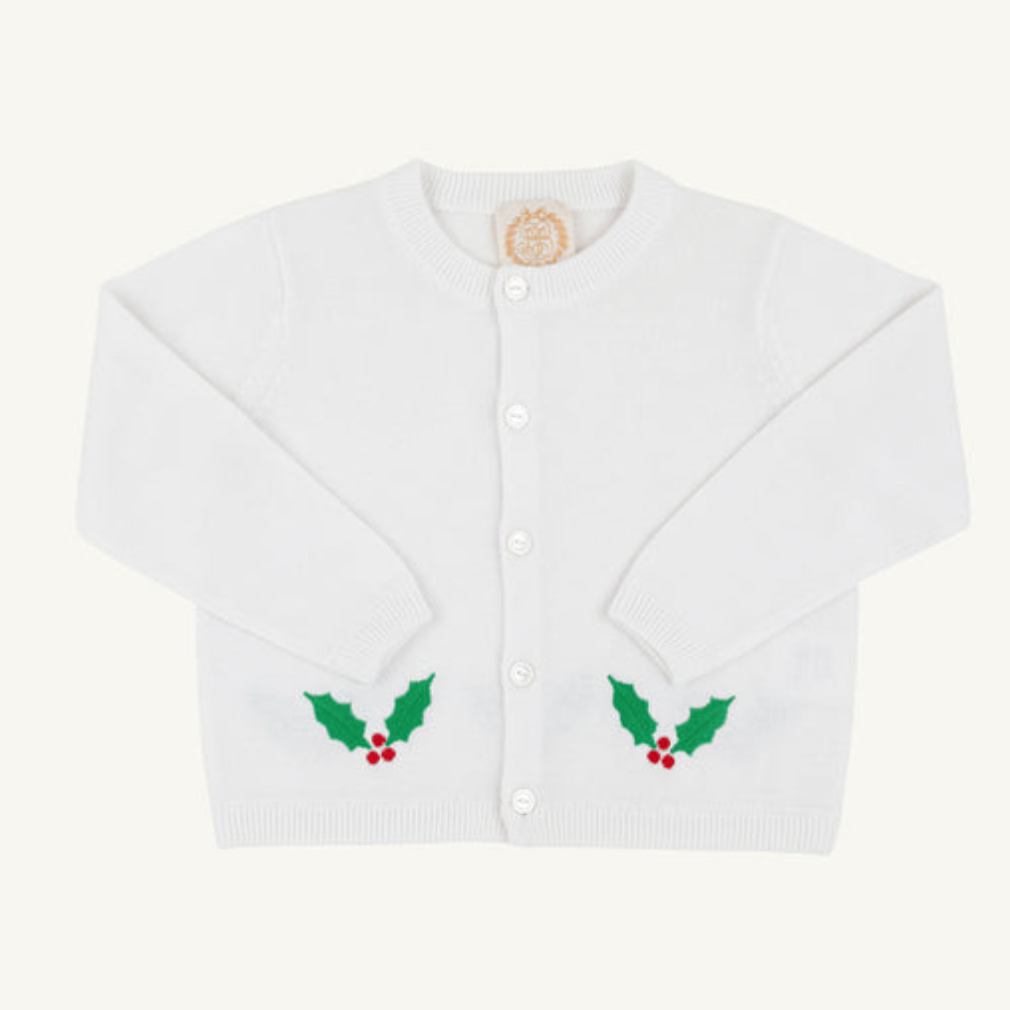 Cambridge Embroidered Cardigan - Holly / Worth Ave White