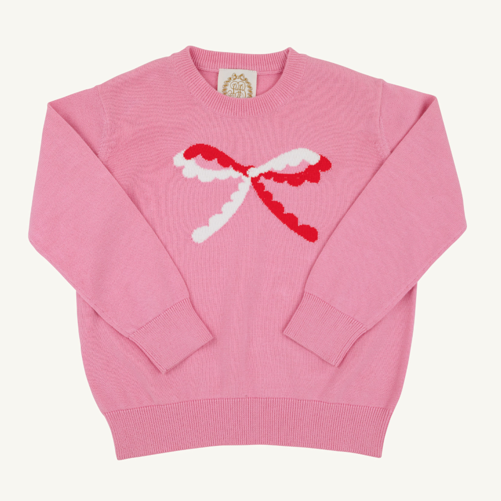 Isabelle's Intarsia Sweater - Bow - Hamptons Hot Pink