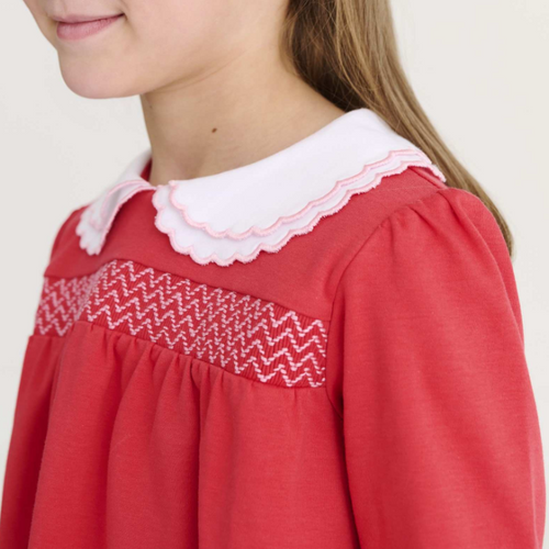 L/S Holly Day Dress - Richmond Red/ Worth Ave White