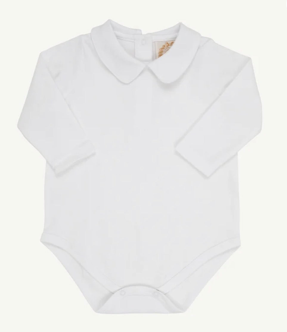 L/S Pima Peter Pan Onesie - Worth Ave White