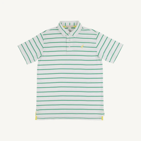 Prim & Proper Polo - Gibson Island Green Stripe
