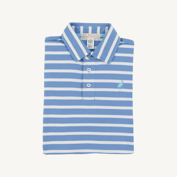 Prim & Proper Polo - Barbados Blue Stripe/ Belhaven Blue