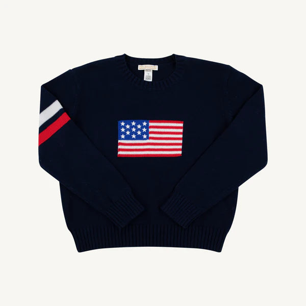 Seaton Sweater - Nantucket Navy/ American Flag