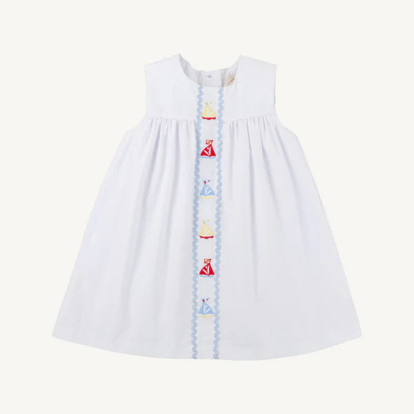 Sleeveless Tabitha's Teachers Pet Dress - Sailboats / Worth Ave White