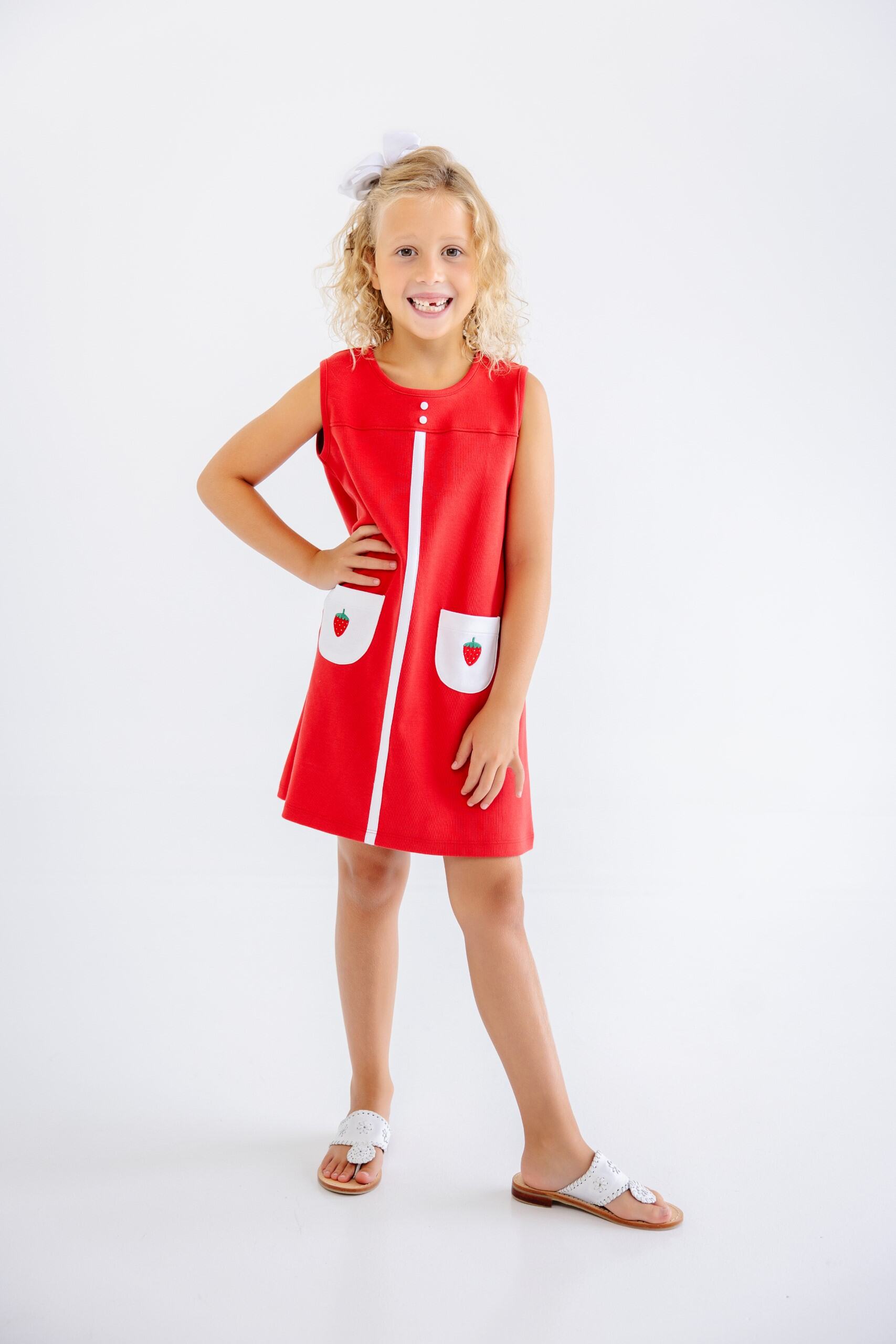 Peggy Strawberry Pocket Dress - Richmond Red